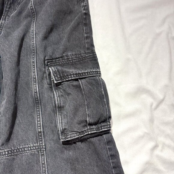 Old Navy Baggy Wide Leg Jeans Kids 18 Black Cargo Skater Grunge - Picture 5 of 10